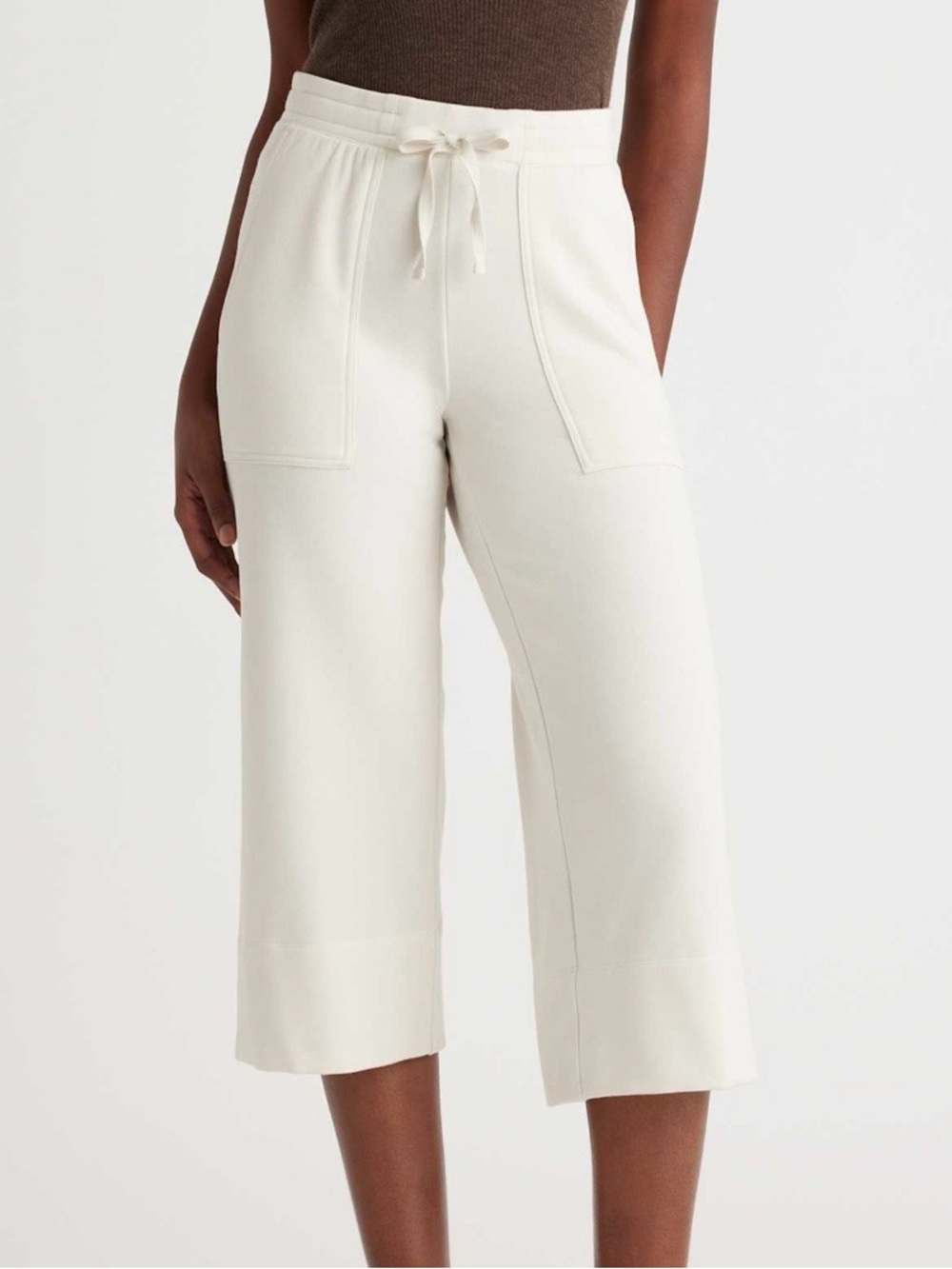 Quince Super Soft Fleece Cropped Wide
Leg Pants in Off White XS